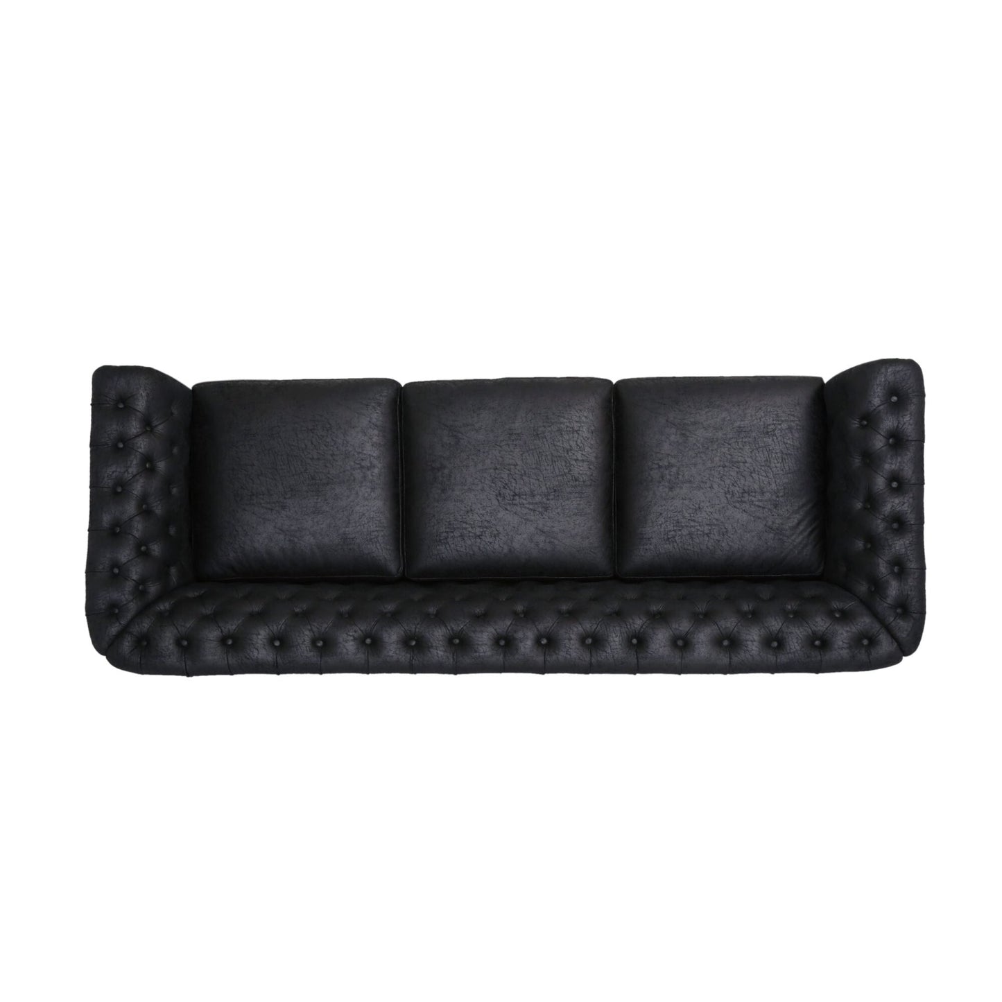Chesterfield 84.75 Button Tufted Upholstered 3-seater Sofa with Nailheads and Wood Legs for Living Room