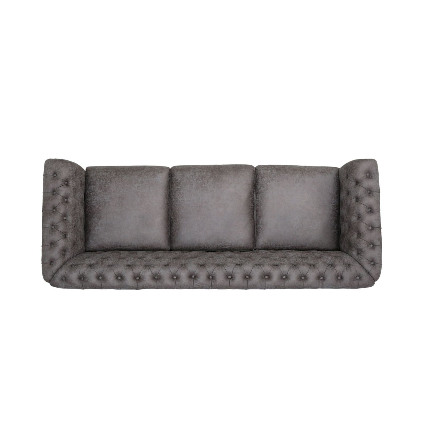 Chesterfield 84.75 Button Tufted Upholstered 3-seater Sofa with Nailheads and Wood Legs for Living Room
