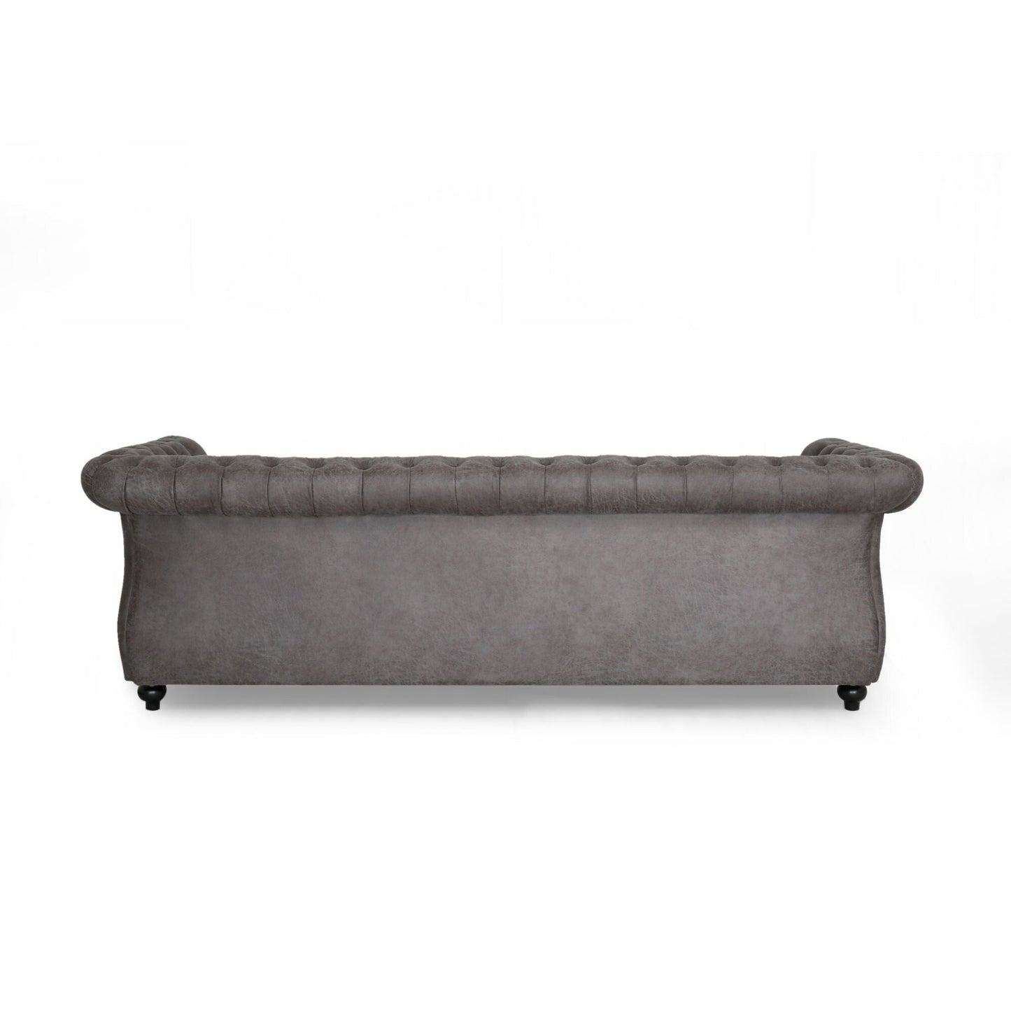 Chesterfield 84.75 Button Tufted Upholstered 3-seater Sofa with Nailheads and Wood Legs for Living Room
