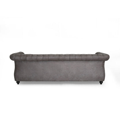 Chesterfield 84.75 Button Tufted Upholstered 3-seater Sofa with Nailheads and Wood Legs for Living Room