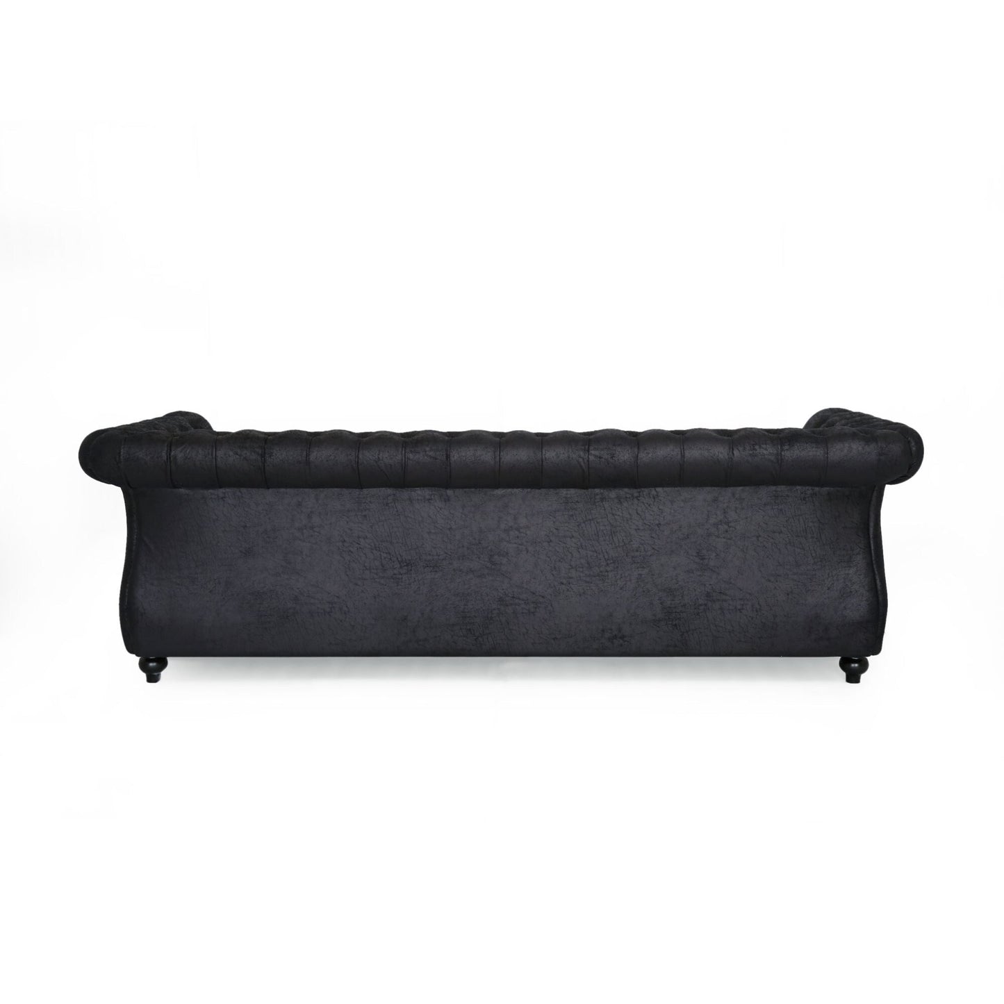 Chesterfield 84.75 Button Tufted Upholstered 3-seater Sofa with Nailheads and Wood Legs for Living Room