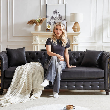 Chesterfield 85.5 Tech Fabric 3-seater Sofa with Cushions