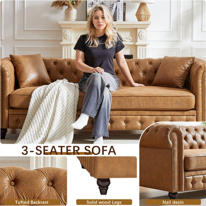 Chesterfield 85.5 Tech Fabric 3-seater Sofa with Cushions