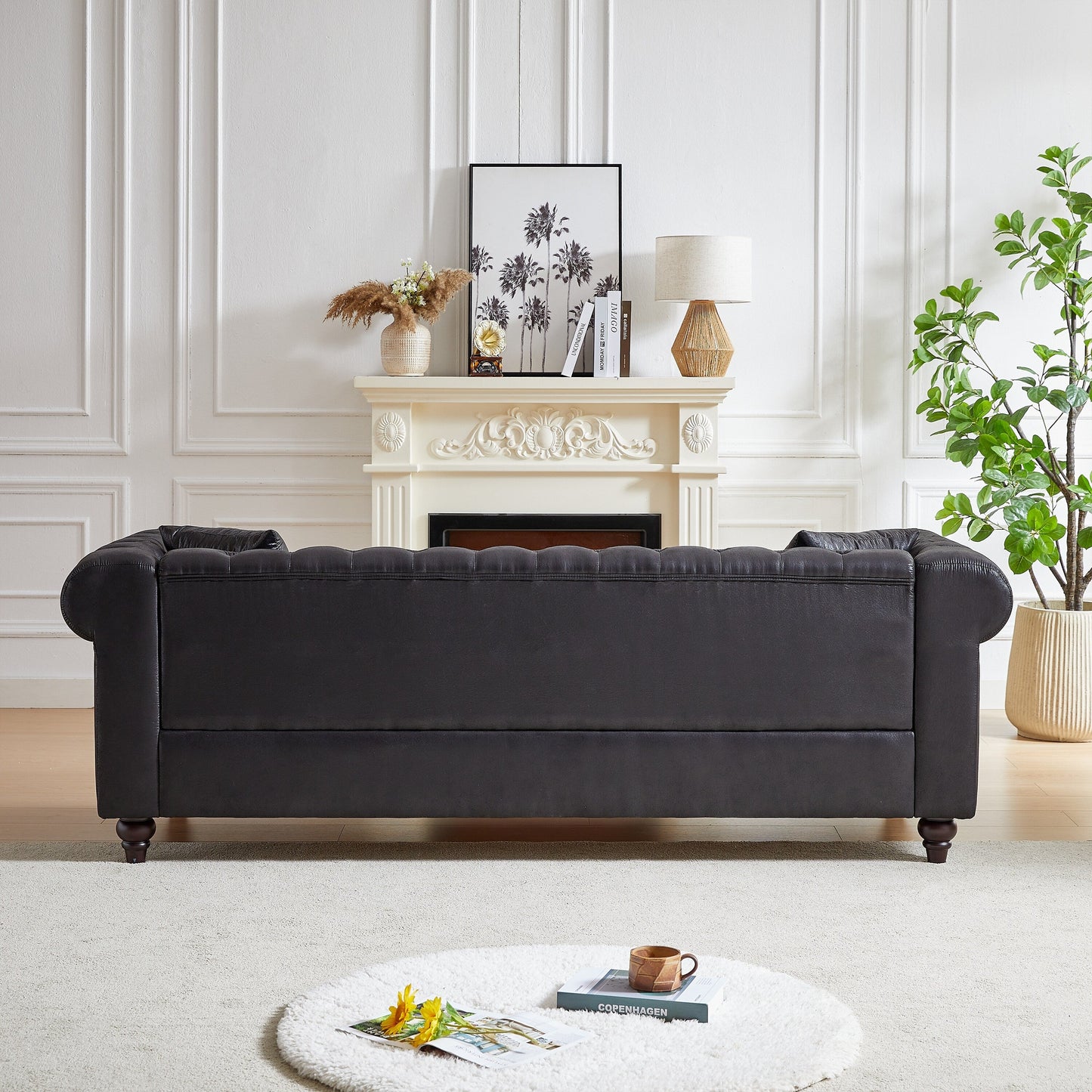 Chesterfield 85.5 Tech Fabric 3-seater Sofa with Cushions