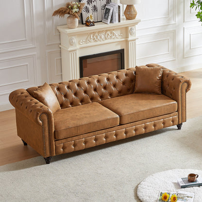 Chesterfield 85.5 Tech Fabric 3-seater Sofa with Cushions