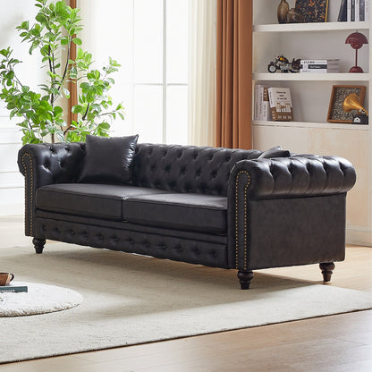 Chesterfield 85.5 Tech Fabric 3-seater Sofa with Cushions