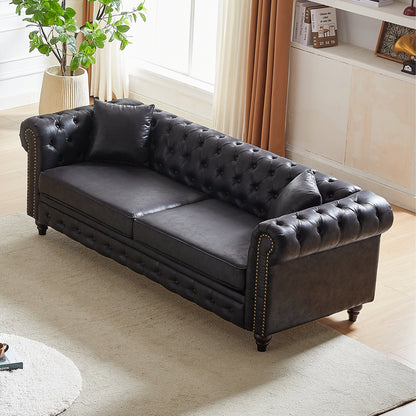 Chesterfield 85.5 Tech Fabric 3-seater Sofa with Cushions