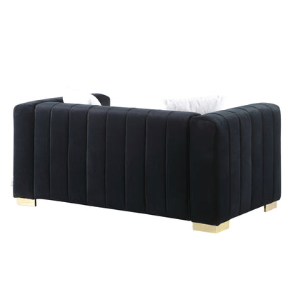 Chesterfield 87.01 Velvet Channel Tufted 3-seater Sofa with Pillows for Living Room
