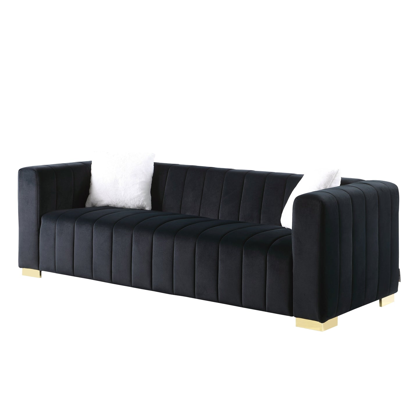 Chesterfield 87.01 Velvet Channel Tufted 3-seater Sofa with Pillows for Living Room