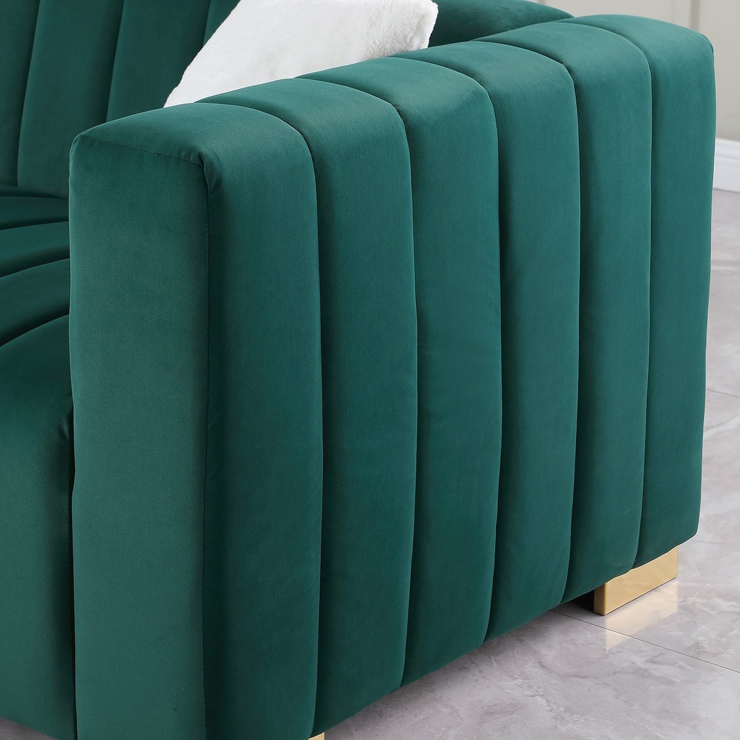 Chesterfield 87.01 Velvet Channel Tufted 3-seater Sofa with Pillows for Living Room