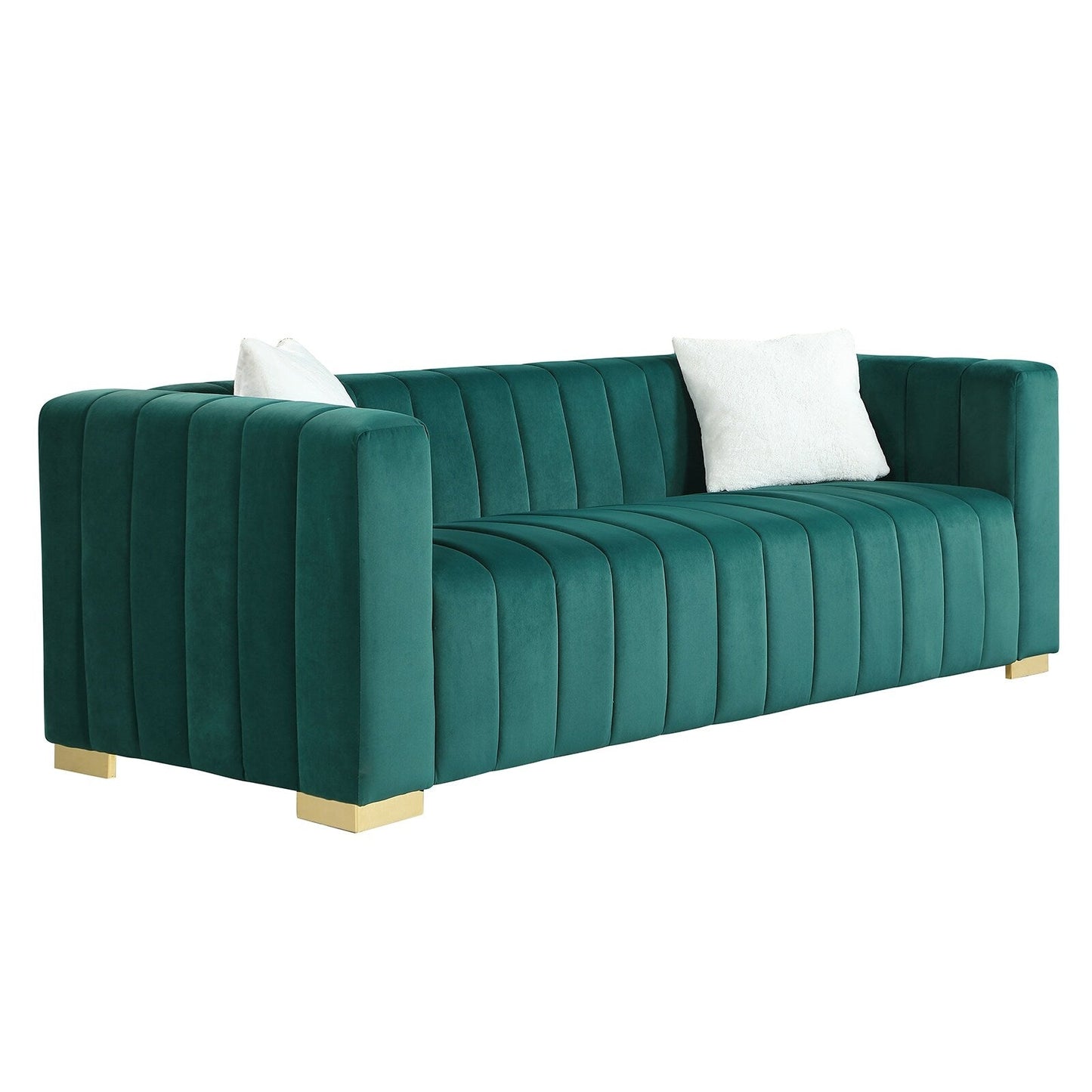 Chesterfield 87.01 Velvet Channel Tufted 3-seater Sofa with Pillows for Living Room