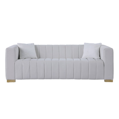 Chesterfield 87.01 Velvet Channel Tufted 3-seater Sofa with Pillows for Living Room