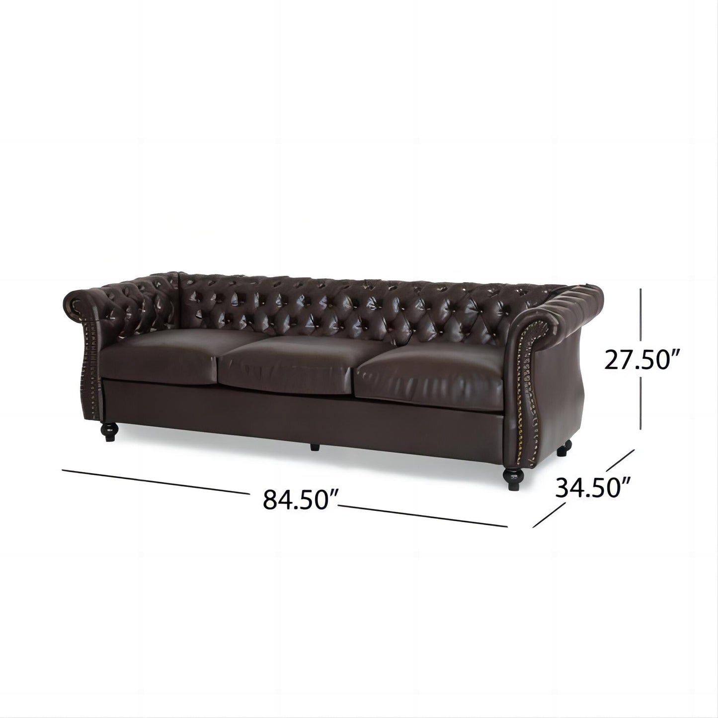 Chesterfield Button Tufted 3-seater Sofa with Nailheads