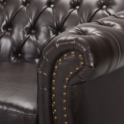 Chesterfield Button Tufted 3-seater Sofa with Nailheads
