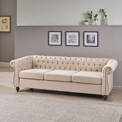 Chesterfield Button Tufted 3-seater Sofa with Nailheads