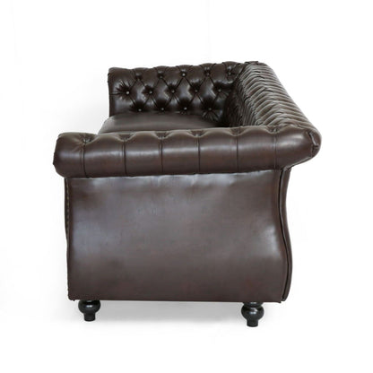 Chesterfield Button Tufted 3-seater Sofa with Nailheads