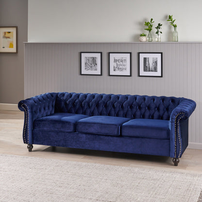 Chesterfield Button Tufted 3-seater Sofa with Nailheads