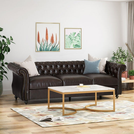 Chesterfield Button Tufted 3-seater Sofa with Nailheads