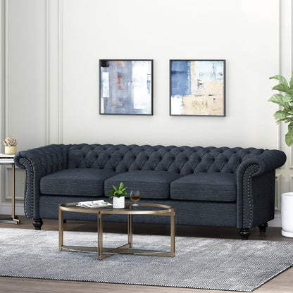 Chesterfield Button Tufted 3-seater Sofa with Nailheads
