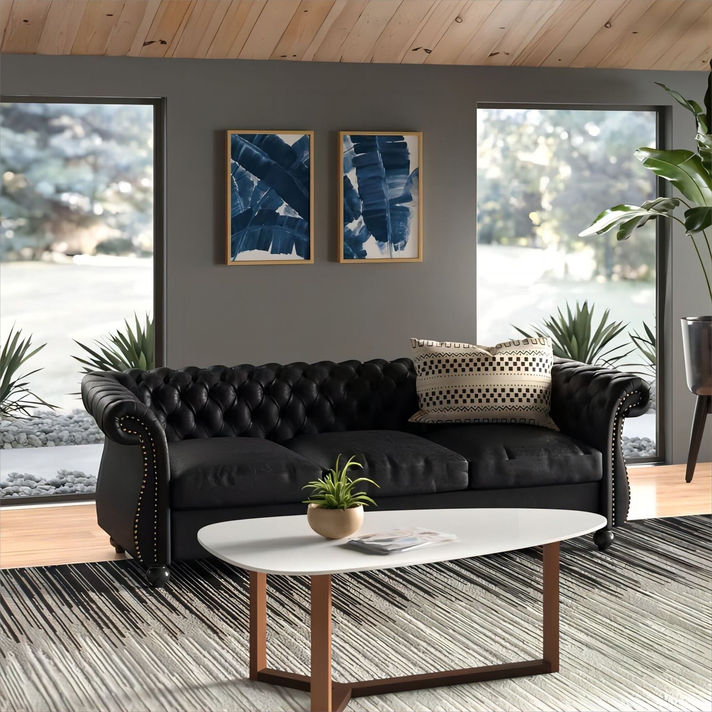 Chesterfield Button Tufted 3-seater Sofa with Nailheads