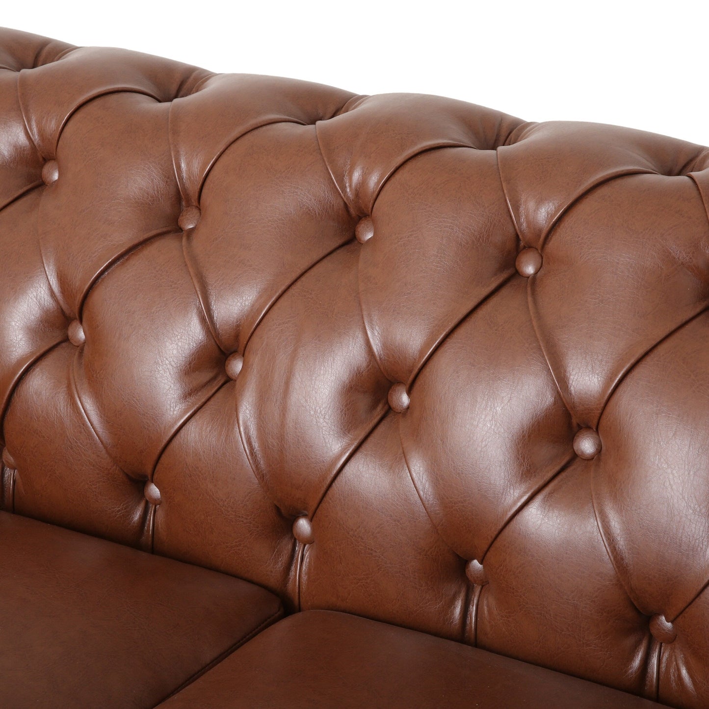 Chesterfield Faux Leather 3-seater Sofa with Nailheads