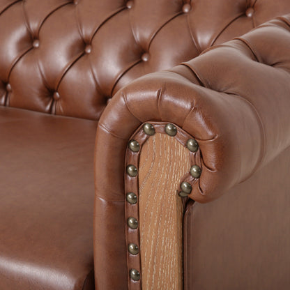 Chesterfield Faux Leather 3-seater Sofa with Nailheads