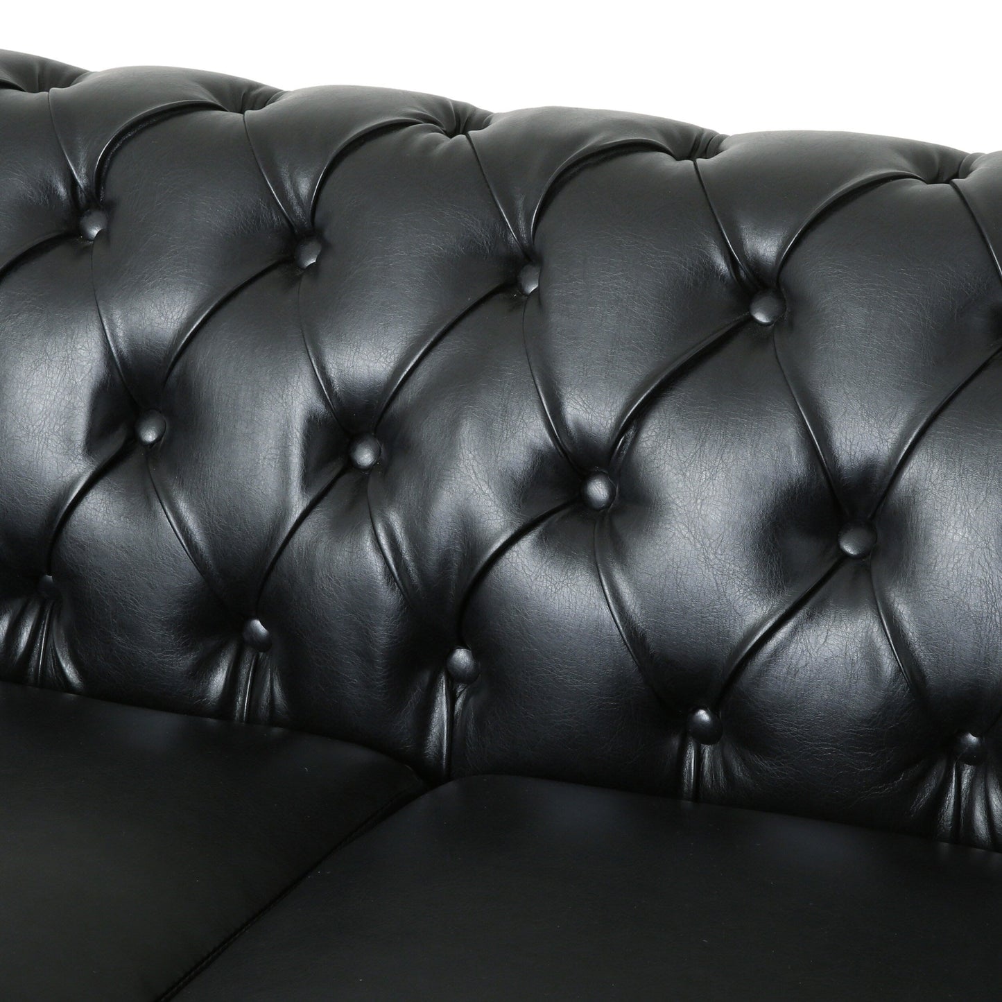 Chesterfield Faux Leather 3-seater Sofa with Nailheads
