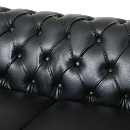 Chesterfield Faux Leather 3-seater Sofa with Nailheads