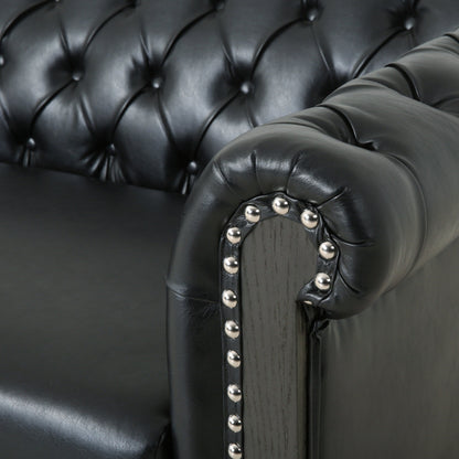Chesterfield Faux Leather 3-seater Sofa with Nailheads
