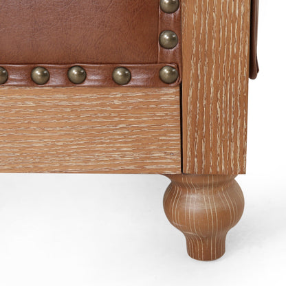 Chesterfield Faux Leather 3-seater Sofa with Nailheads