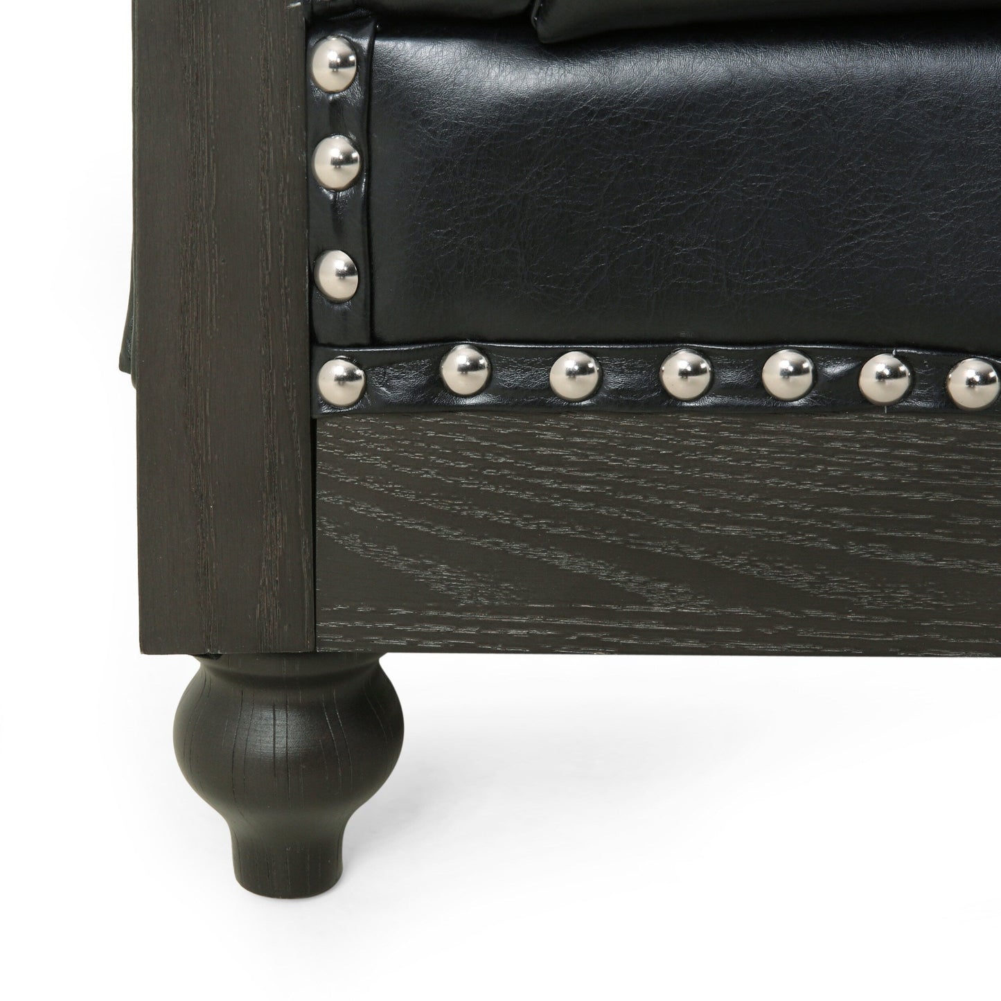Chesterfield Faux Leather 3-seater Sofa with Nailheads