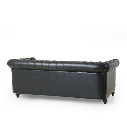 Chesterfield Faux Leather 3-seater Sofa with Nailheads