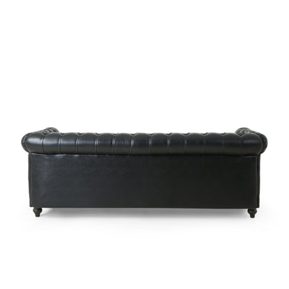 Chesterfield Faux Leather 3-seater Sofa with Nailheads