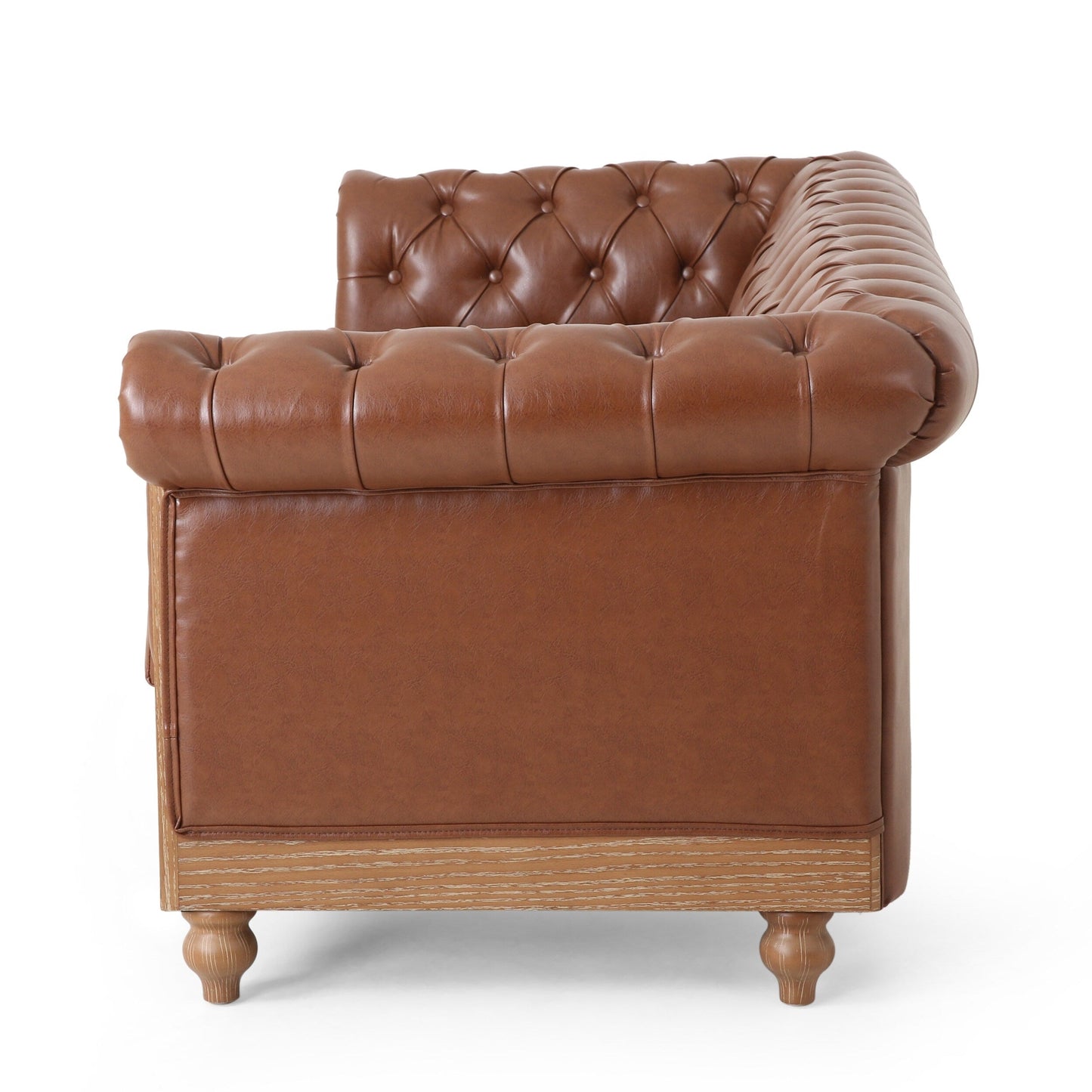 Chesterfield Faux Leather 3-seater Sofa with Nailheads