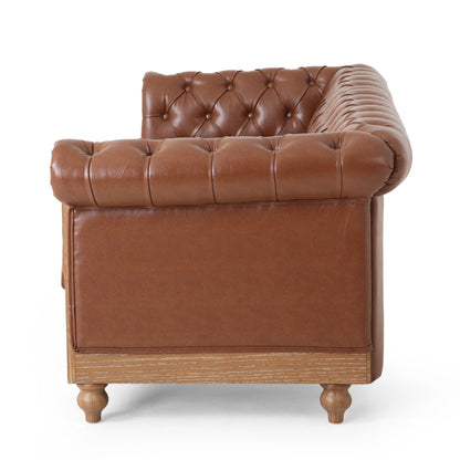Chesterfield Faux Leather 3-seater Sofa with Nailheads
