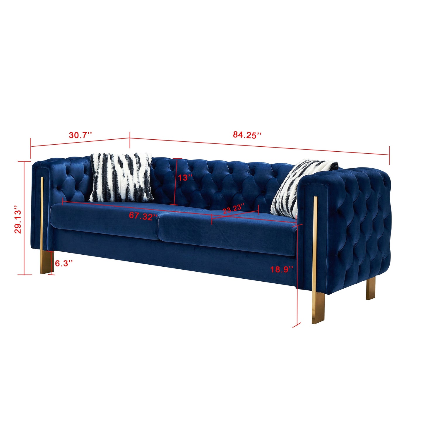 Chesterfield Modern Tufted Velvet Living Room Sofa
