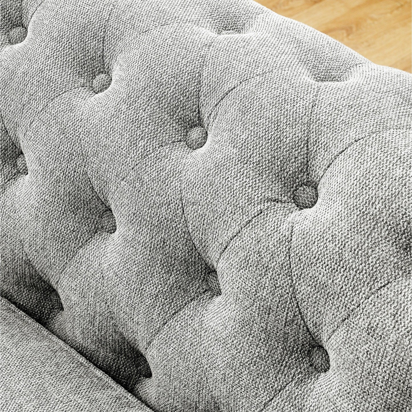 Chesterfield Sofa Tufted Upholstered PU 3-Seater Sofa Scrolled Arms with Nailhead Decoration