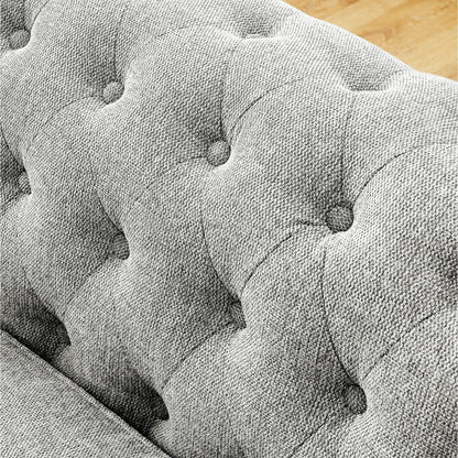 Chesterfield Sofa Tufted Upholstered PU 3-Seater Sofa Scrolled Arms with Nailhead Decoration