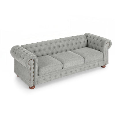 Chesterfield Sofa Tufted Upholstered PU 3-Seater Sofa