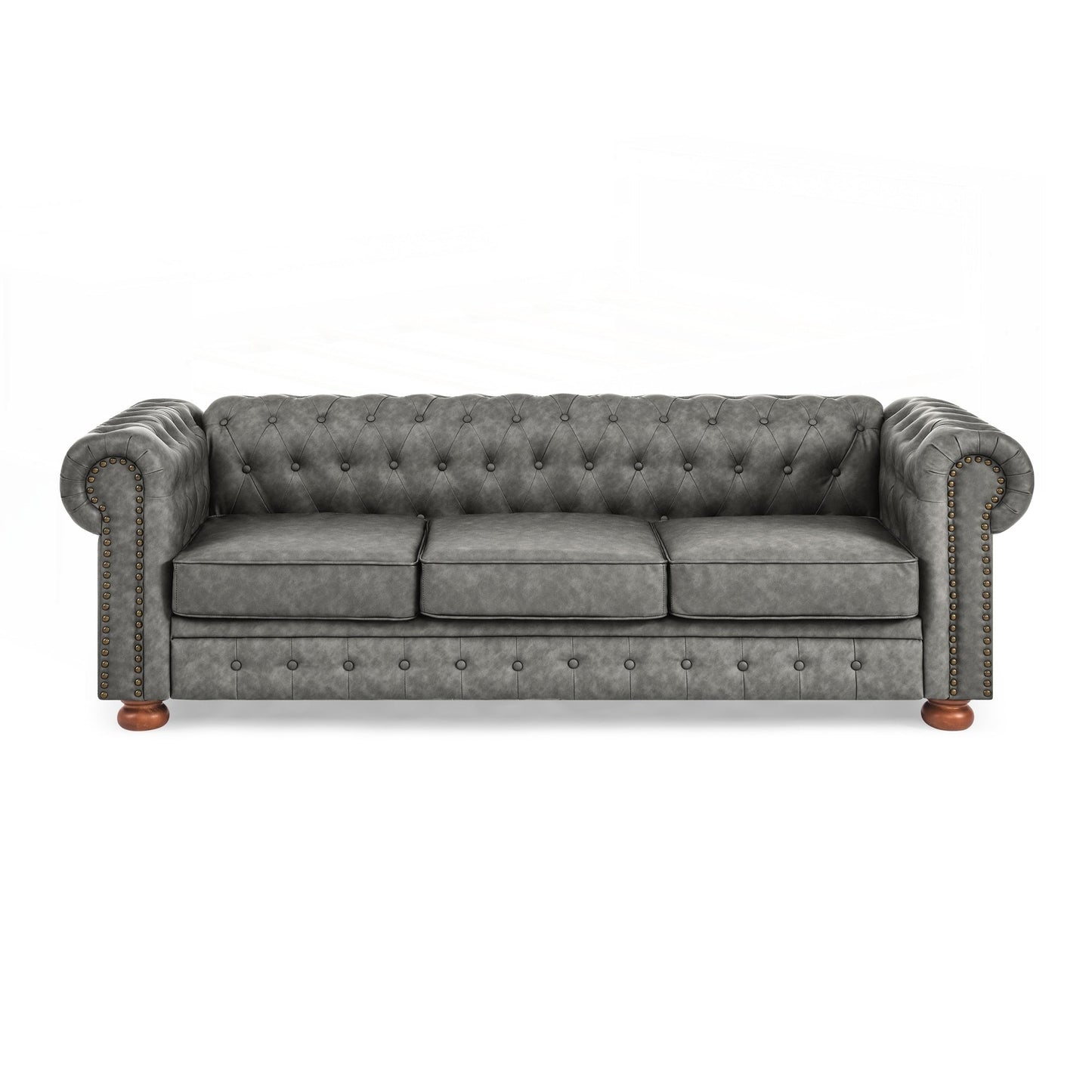Chesterfield Sofa Tufted Upholstered PU 3-Seater Sofa