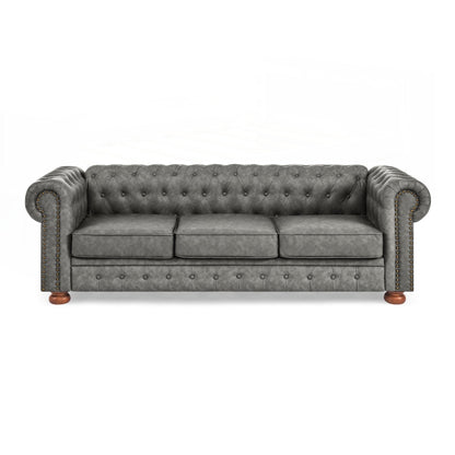 Chesterfield Sofa Tufted Upholstered PU 3-Seater Sofa