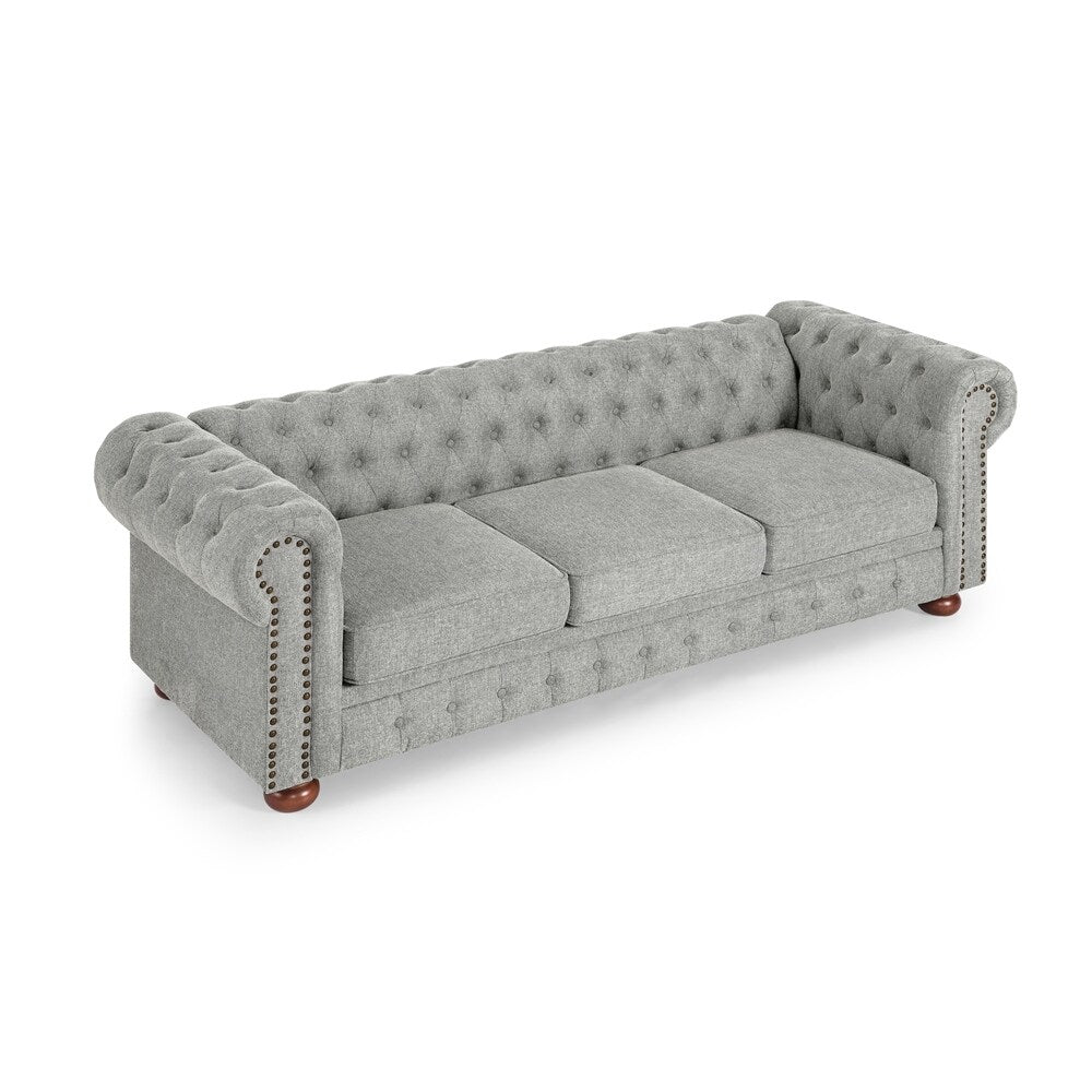 Chesterfield Sofa Tufted Upholstered PU 3-Seater Sofa
