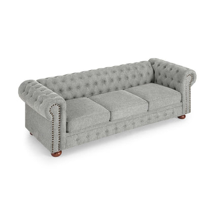 Chesterfield Sofa Tufted Upholstered PU 3-Seater Sofa