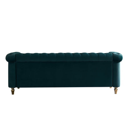 Chesterfield Velvet Sofa with Gold Strip Trim