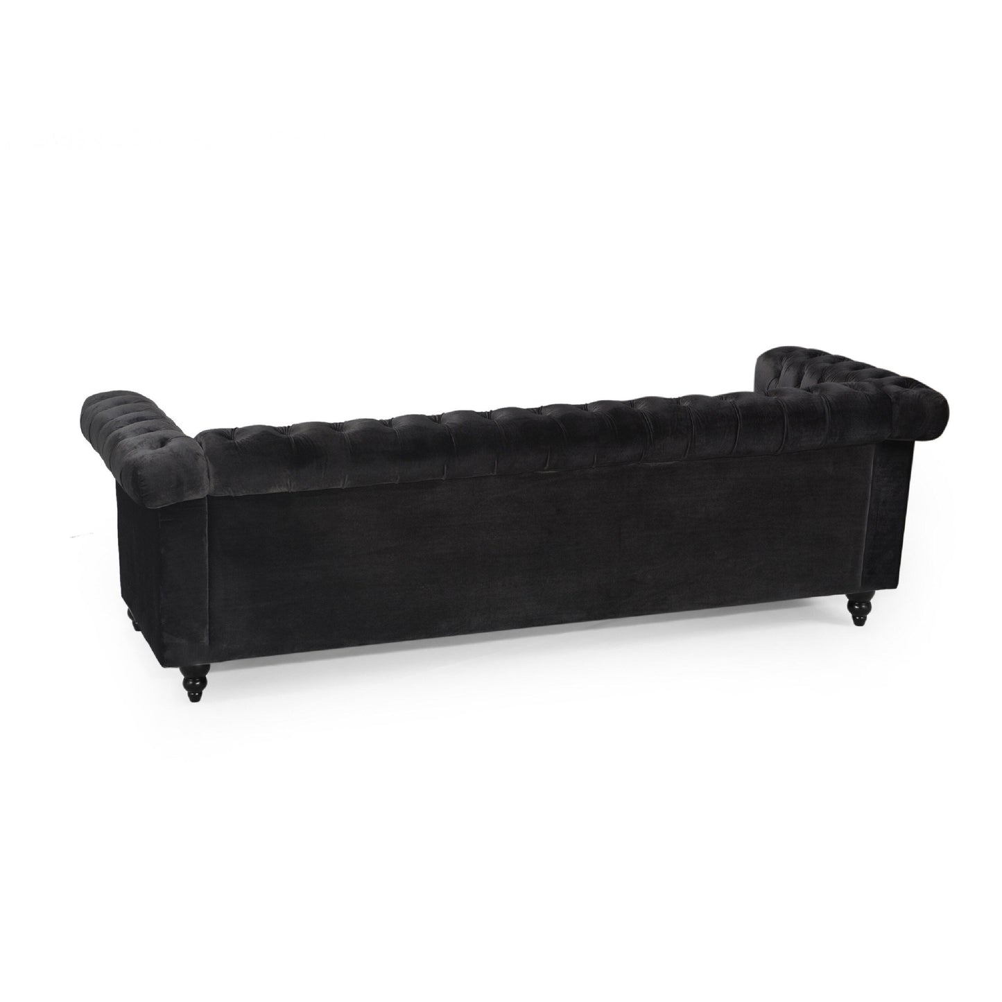 Chis 3 Seater Sofa, Chesterfield Tufted Black Velvet, 83 Inch