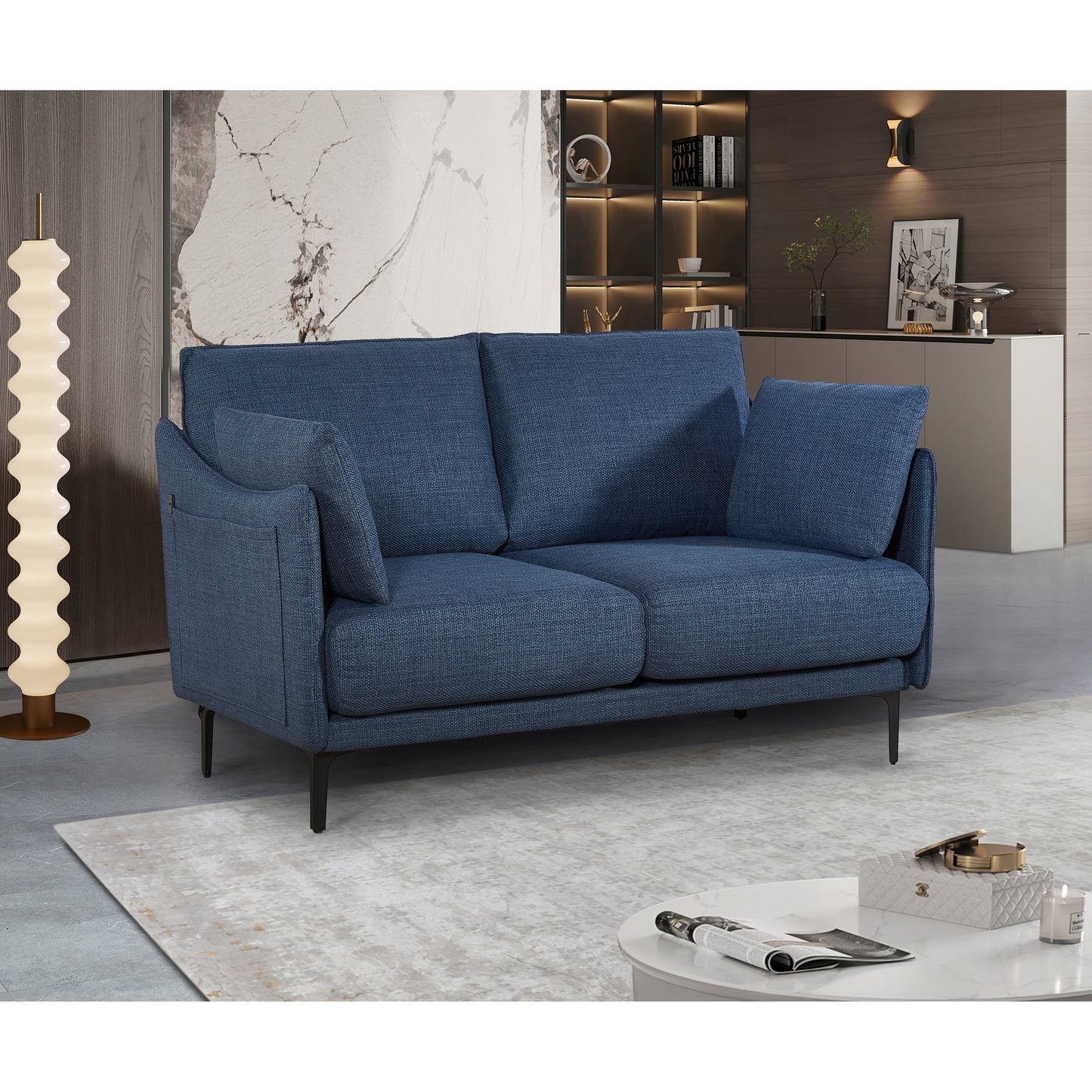 Christopher Knight Home - 2-Seater Sofa with Metal Legs & Pillows