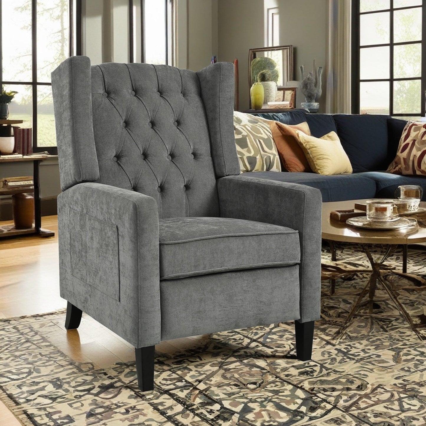Christopher Knight Home - Isabella Manual WingBack Recliner Chair with Foldable Table & USB Ports