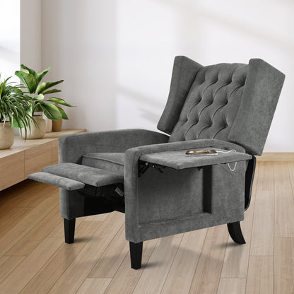 Christopher Knight Home - Isabella Manual WingBack Recliner Chair with Foldable Table & USB Ports