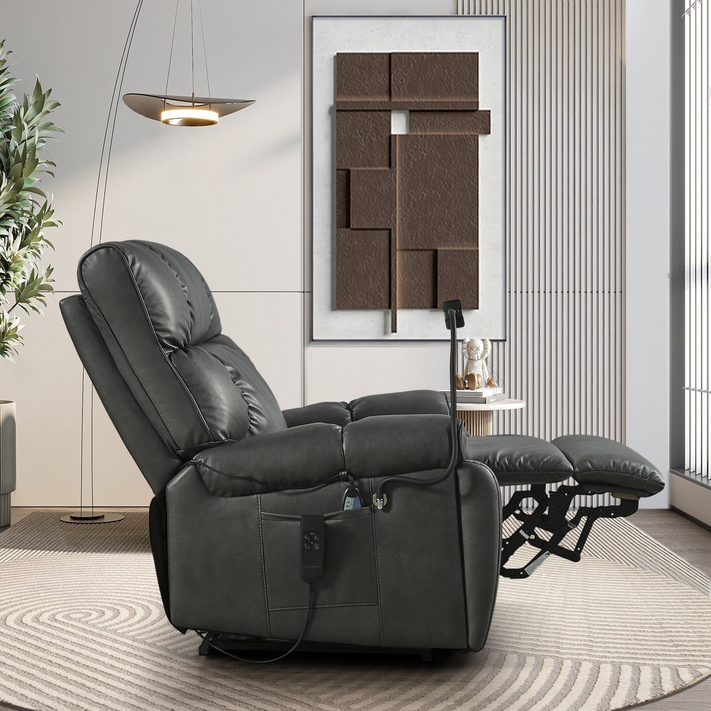 Christopher Knight Home - Power Lift Recliner Chair with Dual Motors, Massage, Heat, Cup Holders & Adjustable Phone Holder