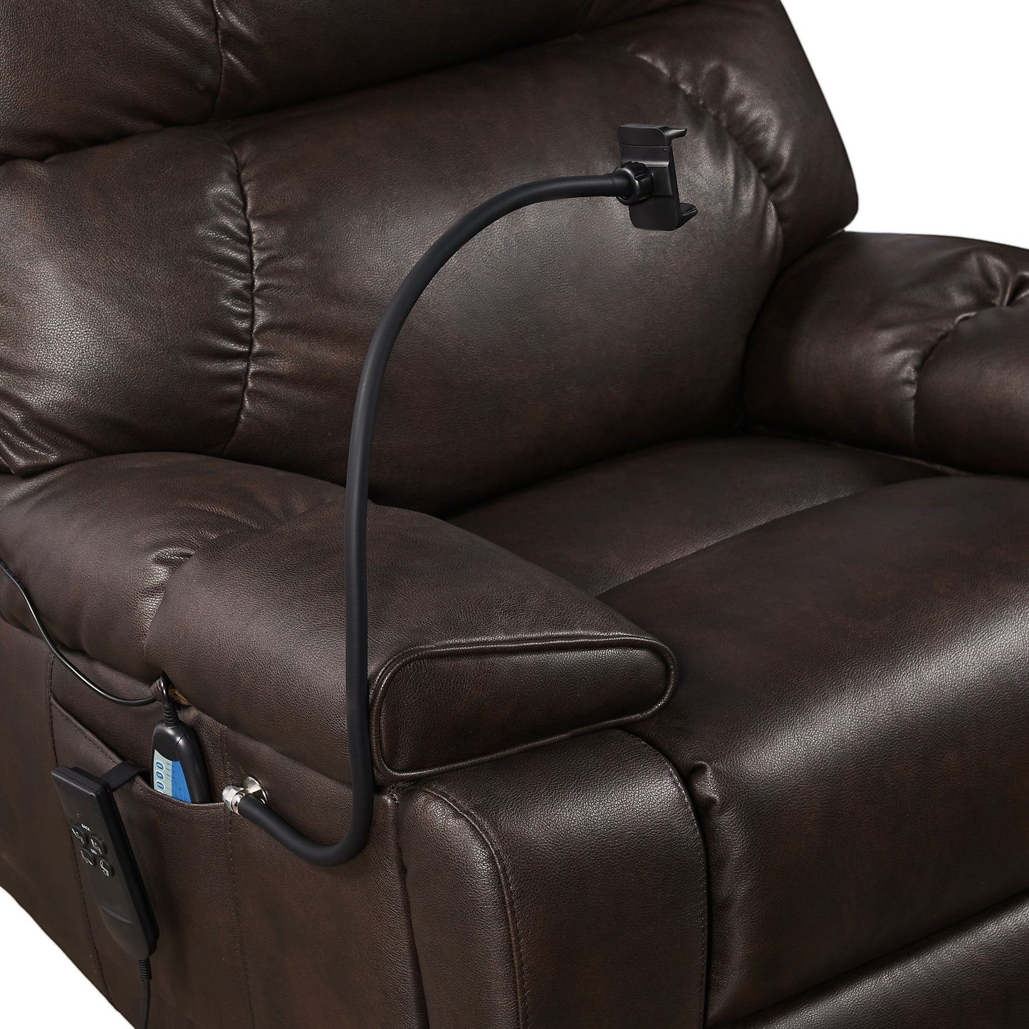 Christopher Knight Home - Power Lift Recliner Chair with Dual Motors, Massage, Heat, Cup Holders & Adjustable Phone Holder